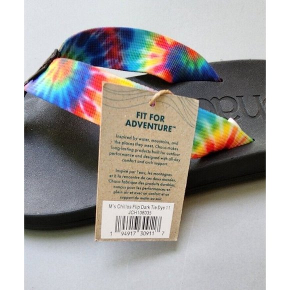 Chaco Mens Sandals Size 11, 12, 13 or 14  Chillos Dark Tie Dye Flip Flops main image 6